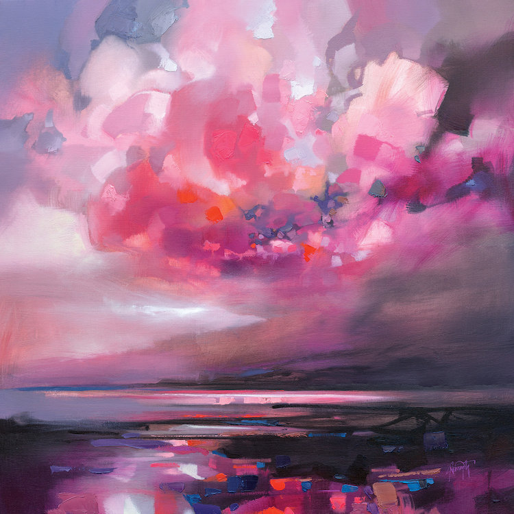 «Dispersing Magenta», reproduction sur toile, H 37 po x l 37 po x p 1,5 po, Pas de tapis, Toile tendue