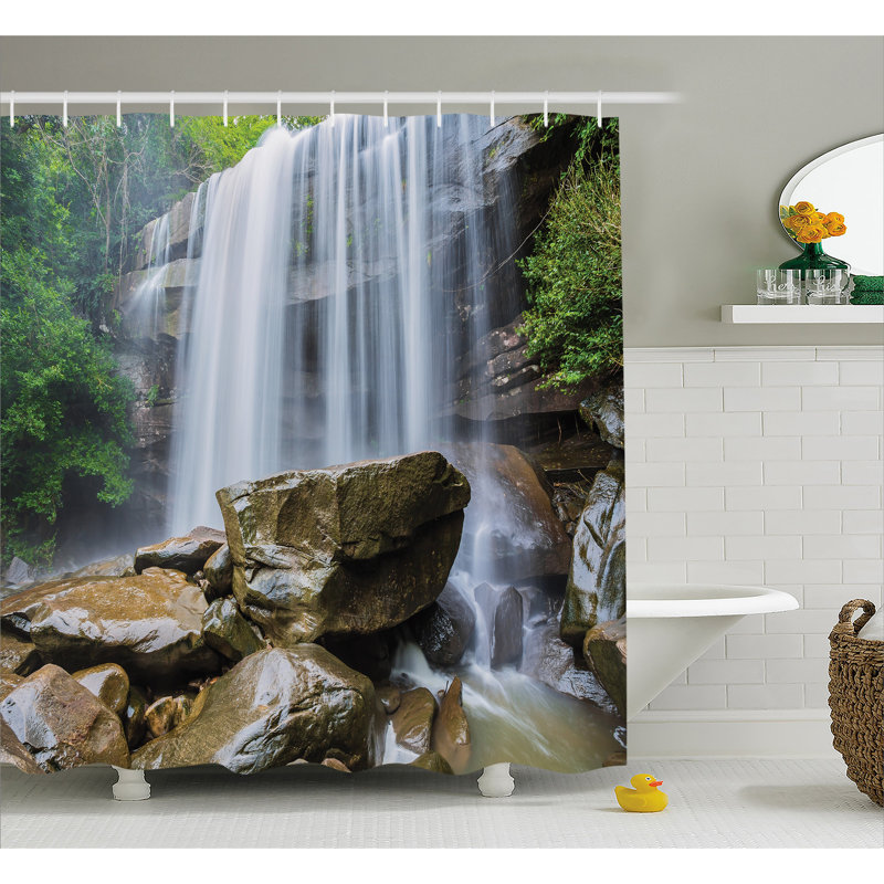 Floral Shower Curtain with Hooks Included, 69" W x 75" L