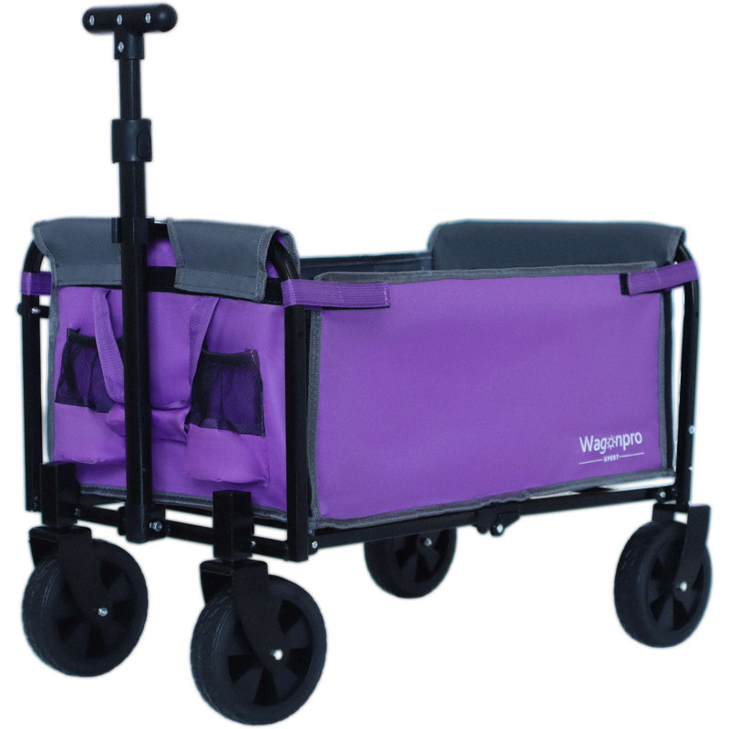 Chariot de camping pliable tout-en-un convertible: siège de banc, compartiment de rangement et attache pour chien incluse