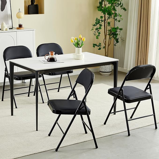 Crume Folding Chair (set of 4), Black