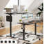 Bureau debout électrique à hauteur ajustable avec ports USB et prises de courant, roulettes verrouillables, grand tapis de souris-522829745-522829757