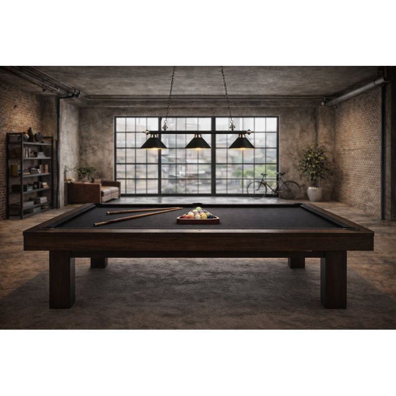 Bowdon Pool Table Linear Pendant By RAM Game Room, 54", Black Leather