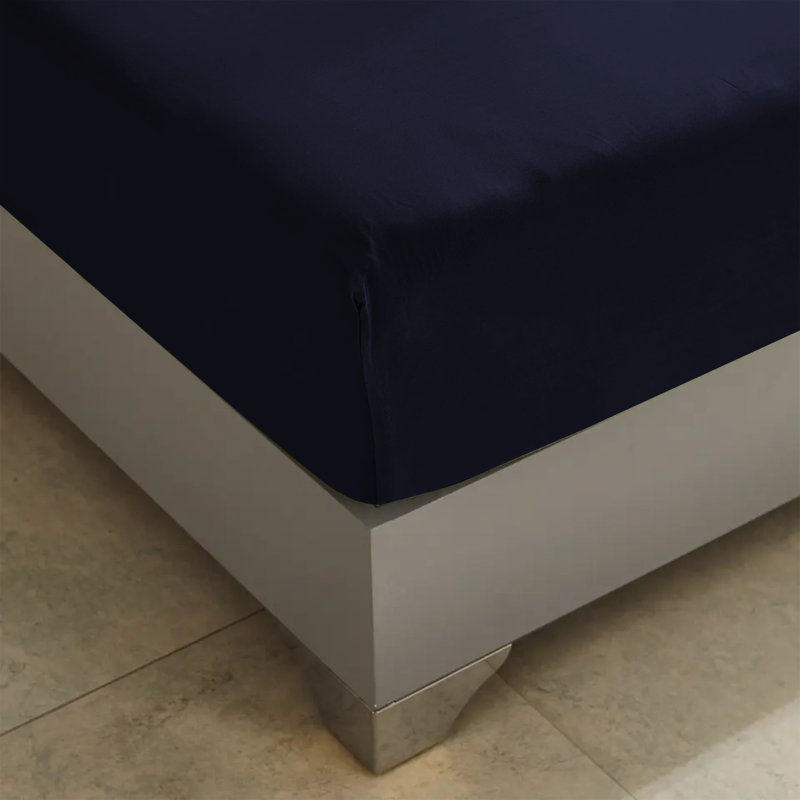 Lall Microfiber Brushed 25cm Deep Fitted Bed Sheet, Single (3'), Navy