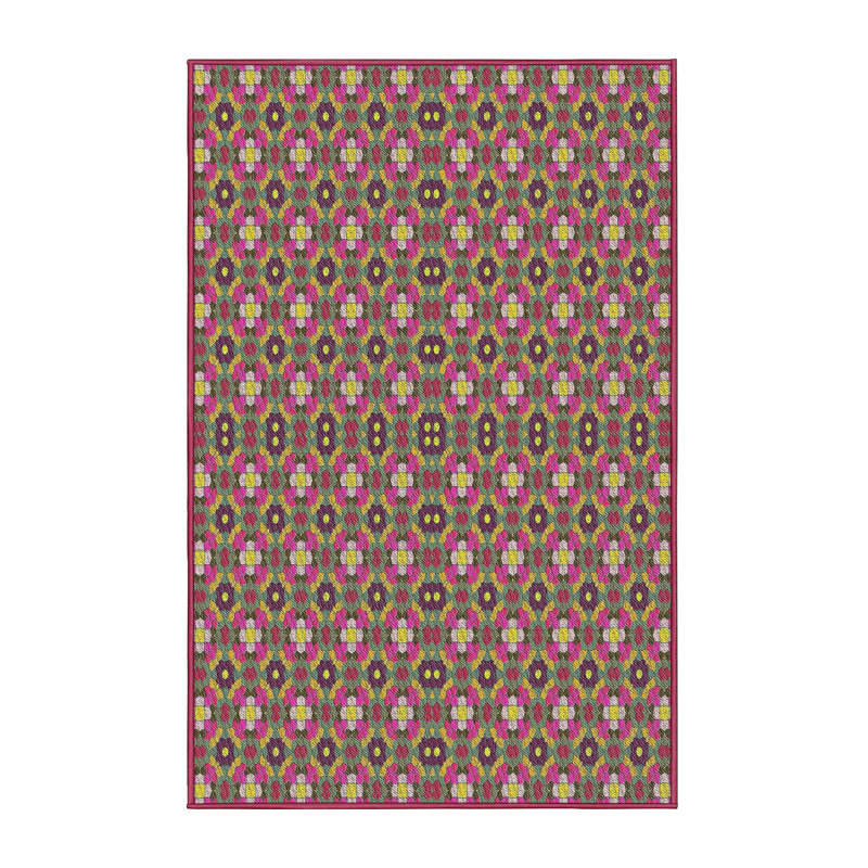 Tapis décoratif rose florale, Rectangle 5 pi x 7 pi