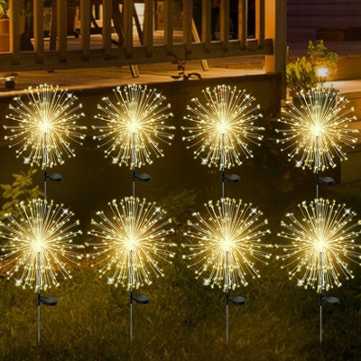 8 PCS Solar Garden Lights Outdoor Decorative, Firework Garden Stake Lights Solar Powered, DIY Bendable Copper Wire Waterproof for Garden, Yard, Patio, Flower Bed, Chiristmas Decor
