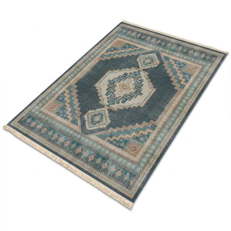 Tapis à motif géométrique 7 pi x 10 pi Southwestern, Beige/vert