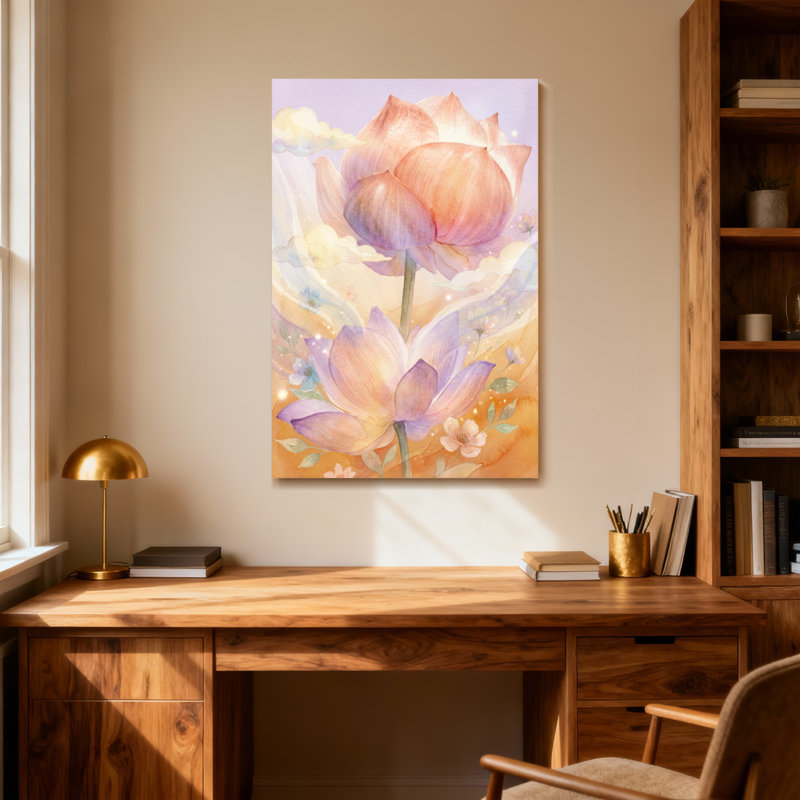 Plantes et fleurs Fleurs pastel douces sur fond de rêve, H 48 po x l 32 po
