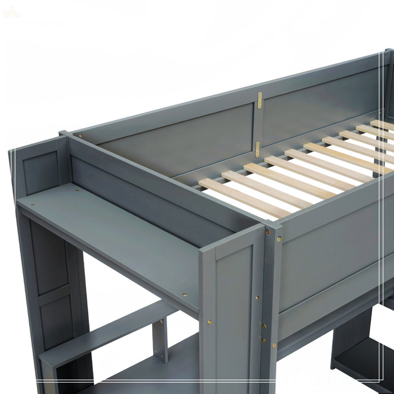 Lit mezzanine simple en bois avec bureau