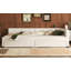 Grand lit plateforme tapissier avec port USB et 2 tiroirs, beige