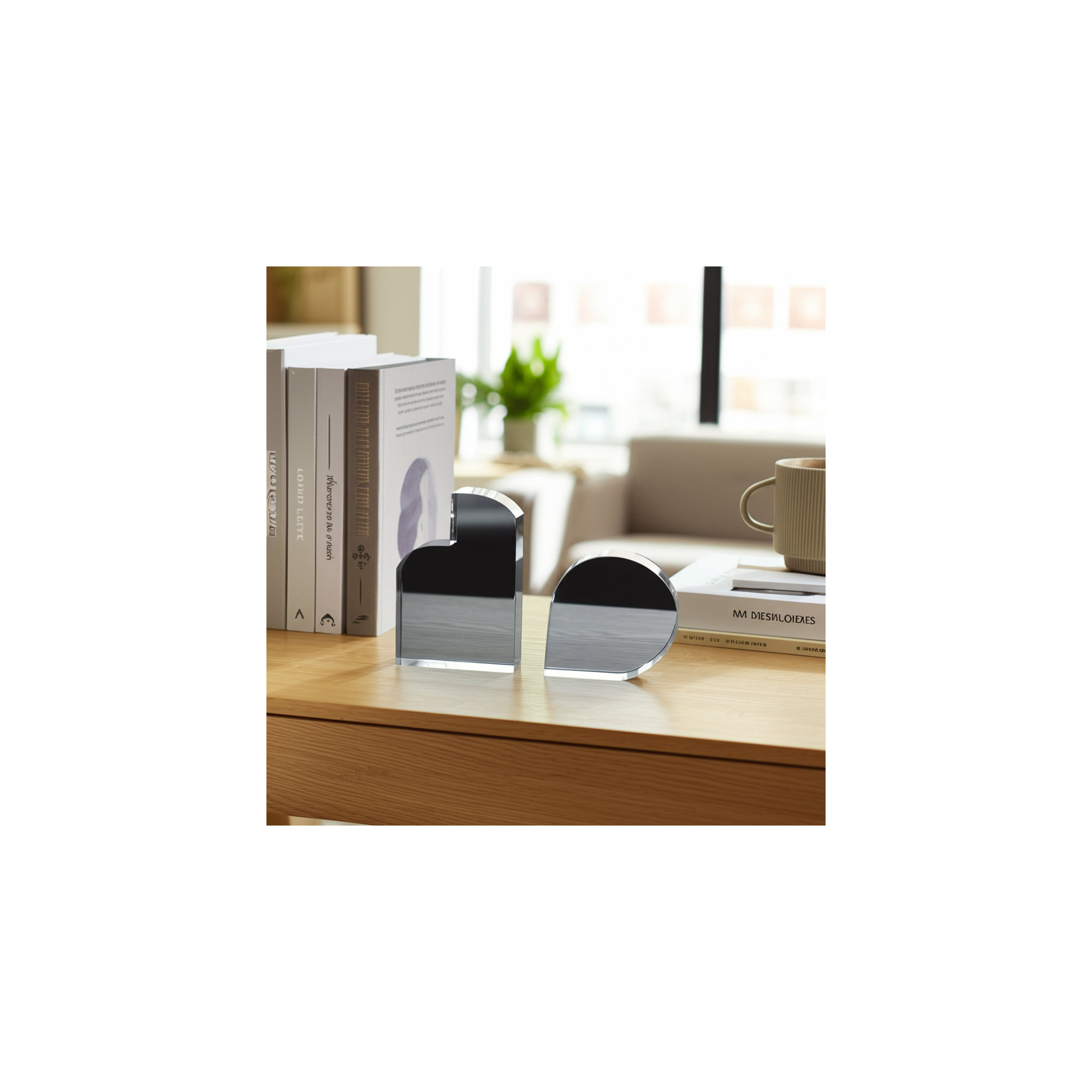 Glass, Set Of 2 6" Contemporary Bookends, Smoke, Novelty