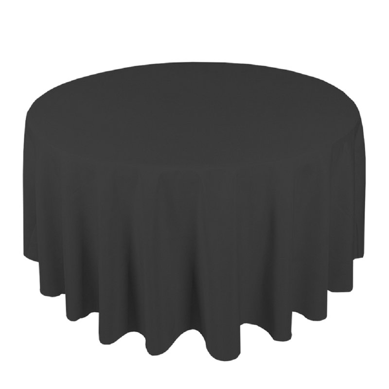 Round Polyester Tablecloth Black