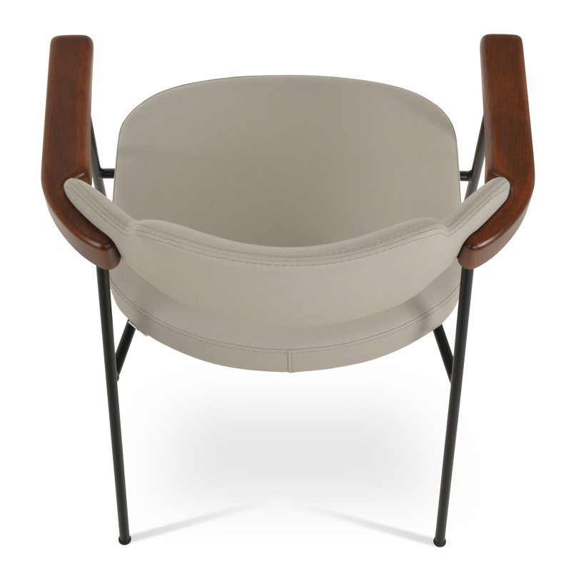 Fauteuil Palu, Gris clair, Noyer