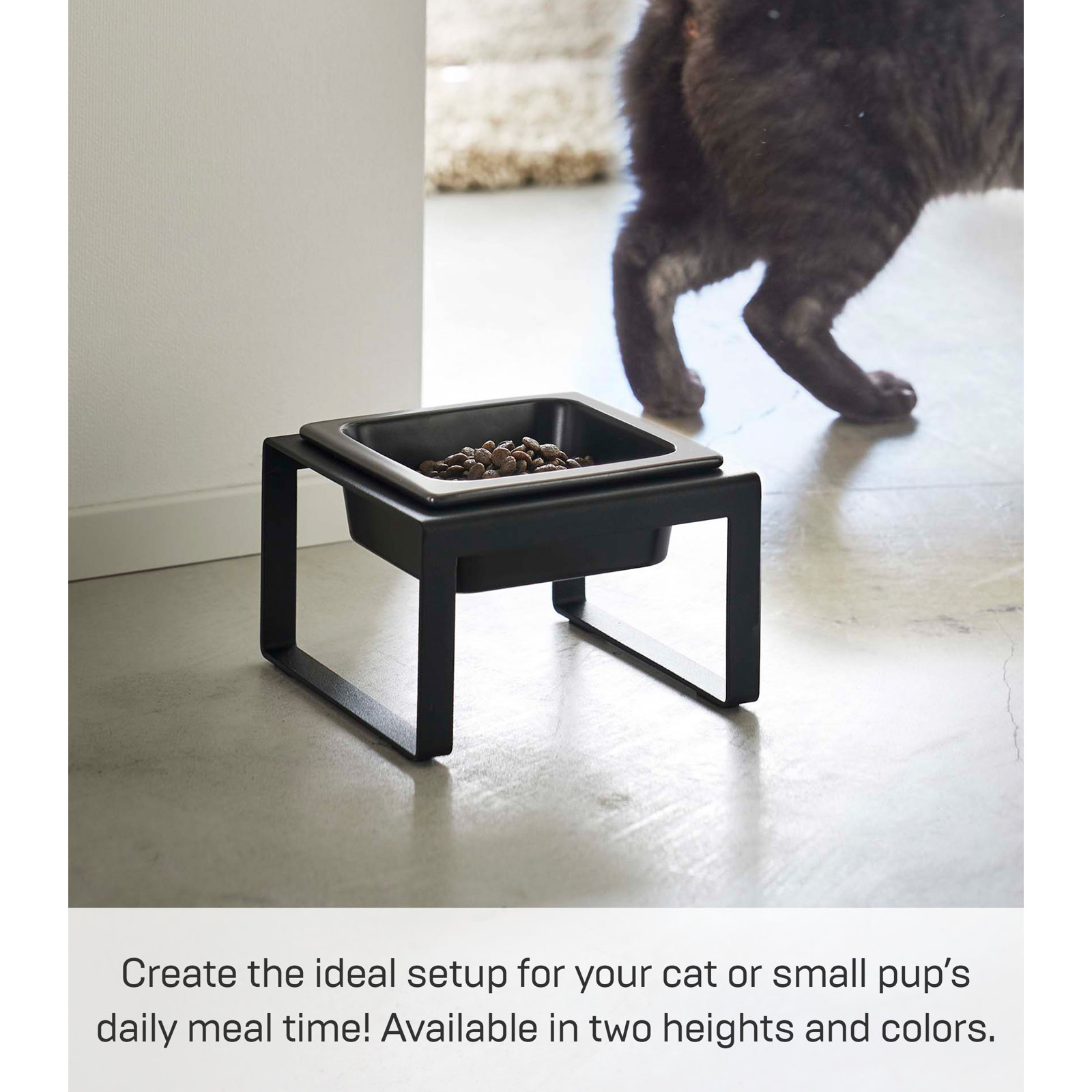 Steel and Ceramic Elevated Feeder, Black