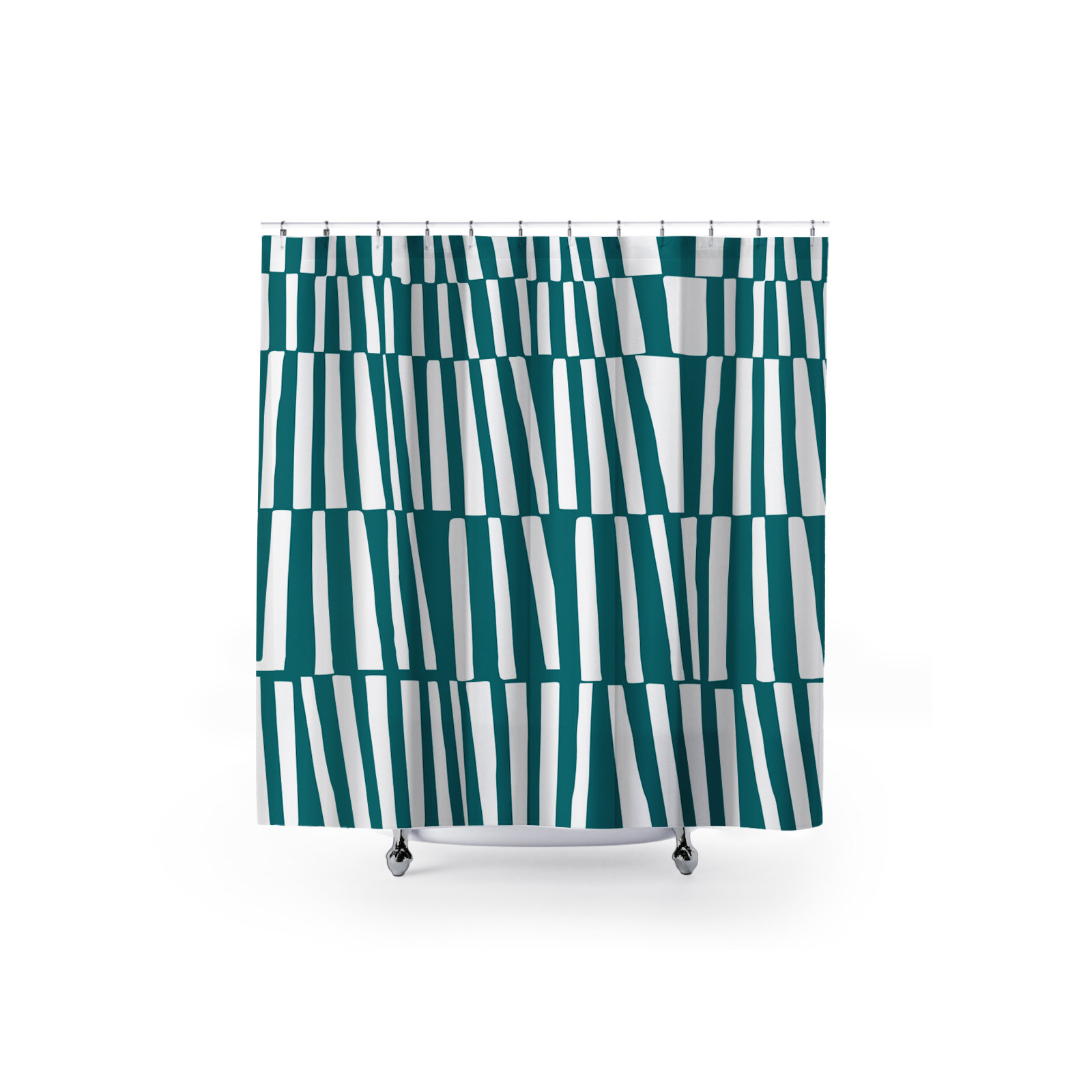 Thora Abstract Mid-Century Shower Curtain, Emerald