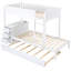 Lit superposé Twintwin avec bureau de rangement, lit gigogne simple et prises de courant, blanc - chambre à coucher moderne indispensable pour les familles
