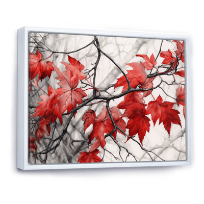 "Red Grey Leaves On Tree VII", reproduction d'art sur toile