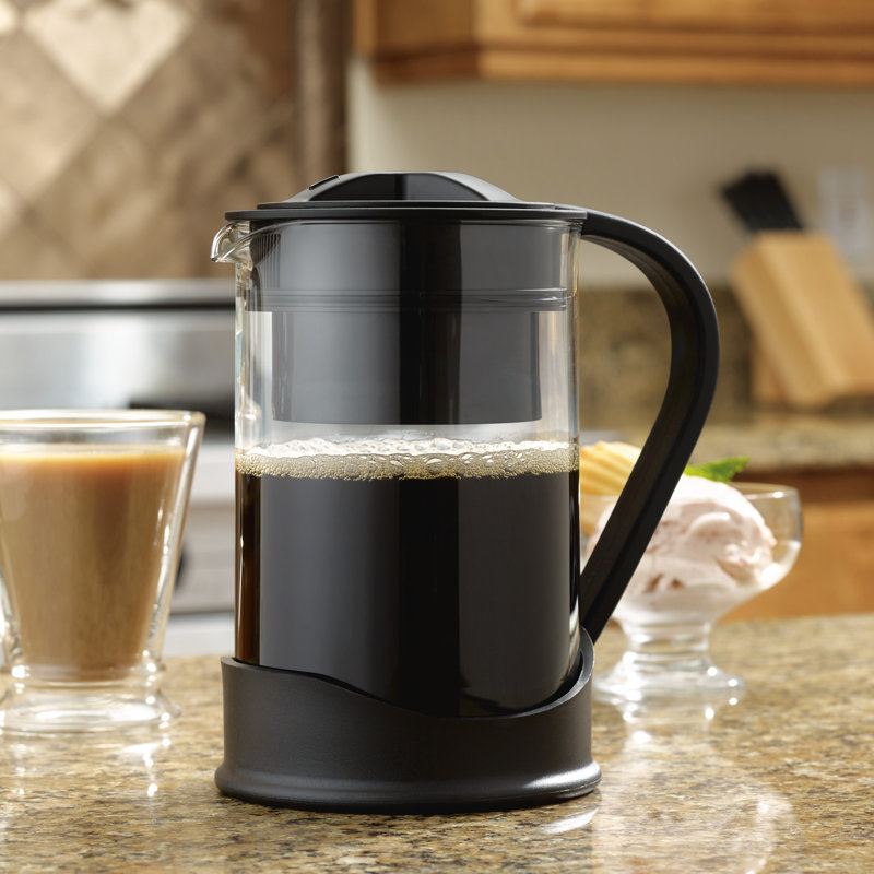 Black Glass Cold Brew Coffee Maker with Stainless Steel Filter