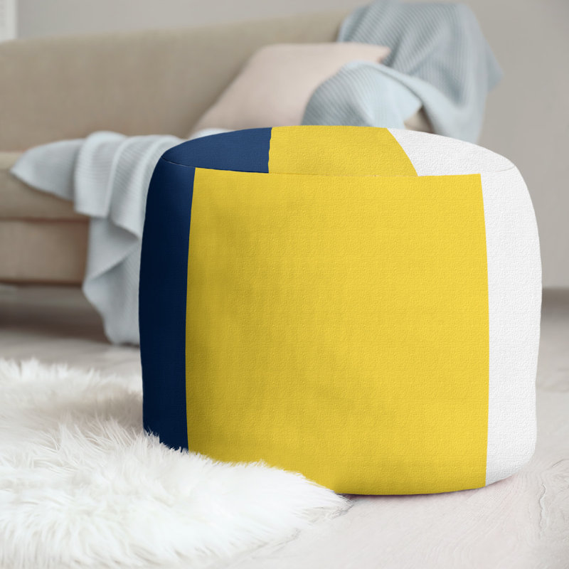repose-pieds rond 20,5", Bleu marine / Jaune / Blanc
