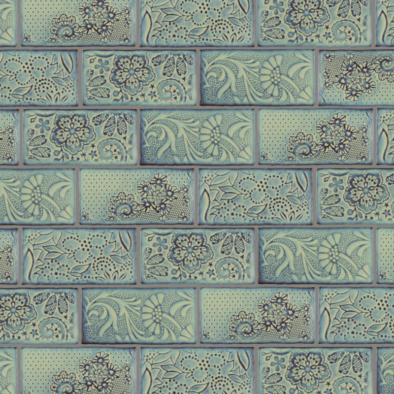 Antic Feelings 3" x 6" Ceramic Patterned Subway Tile, Feelings Aguamarina