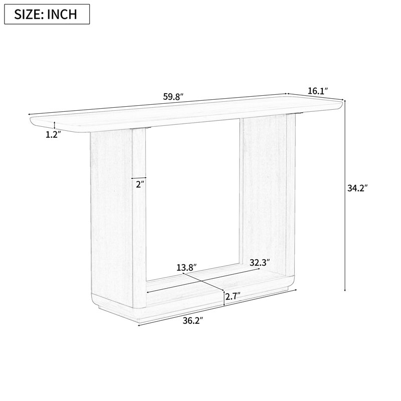 Elegant Minimalist Console Table with Curved Corners, Wood Veneer,U-Base Design for Easy Placement ,Perfect for Displaying Your Treasures,Simple Assembly