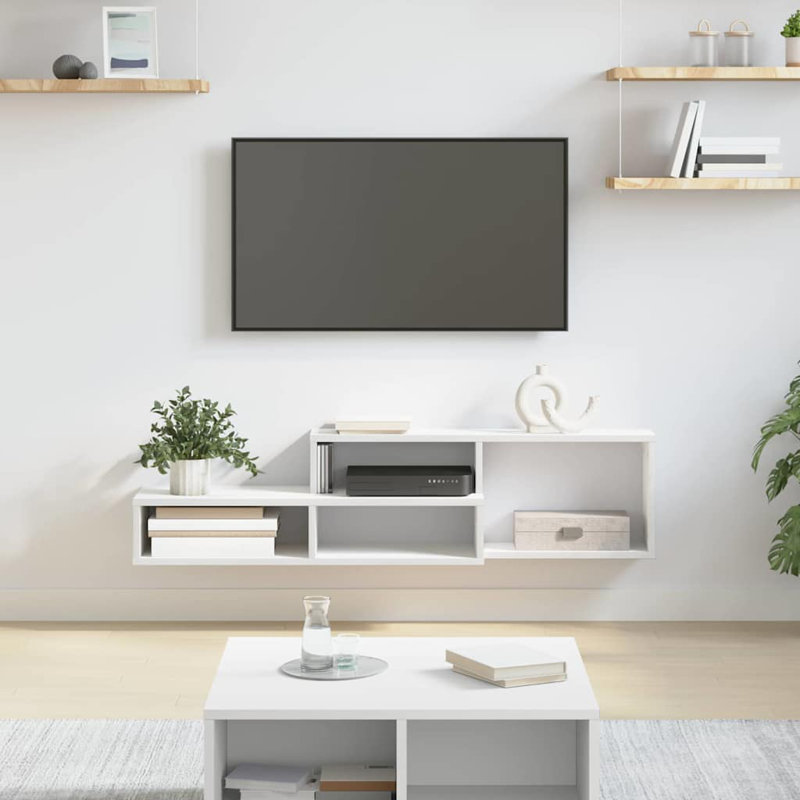 Unfinished TV Stand, 28.5cm H x 120cm L x 25cm W, White