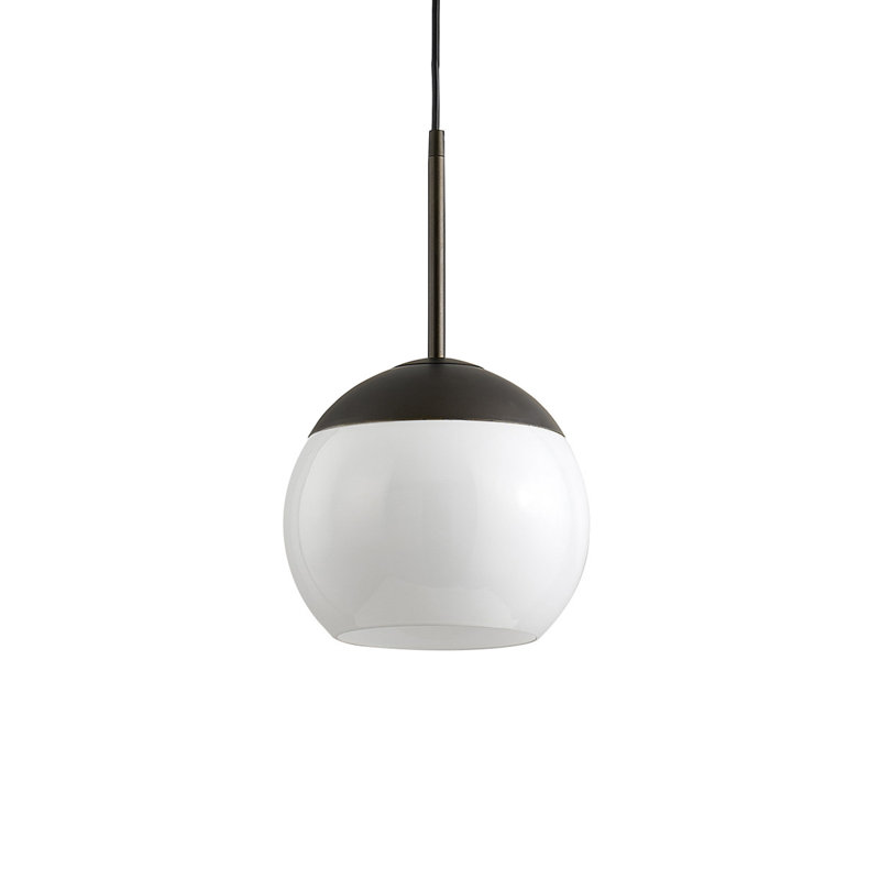 Melveen Globe Glass Pendant Lamp, Dark Bronze, White