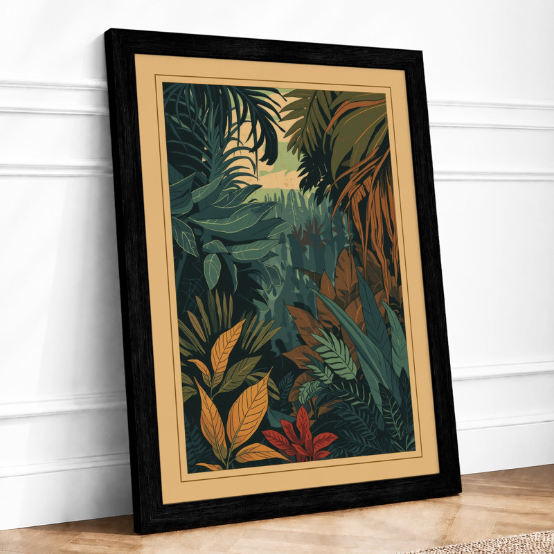 Jungle Canopy Tropical - Framed Print, A2 - 59.4 x 42.0 cm, Black