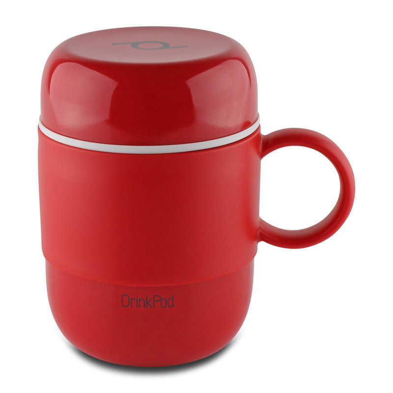 Grunwerg Drink Pod Stainless Steel Travel Mug, Red