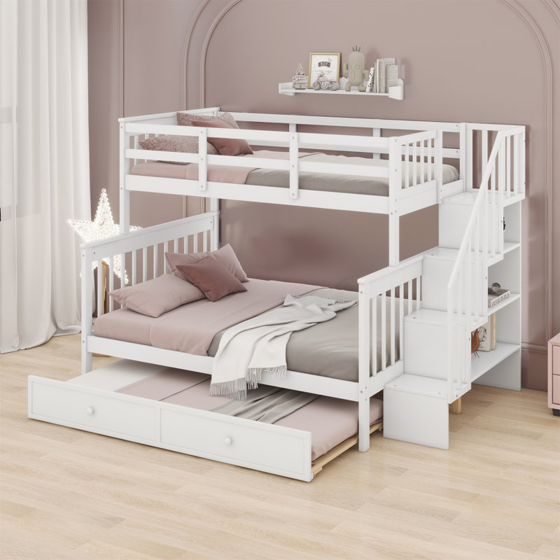 Ilvo Kids Bunk Bed with Trundle, White