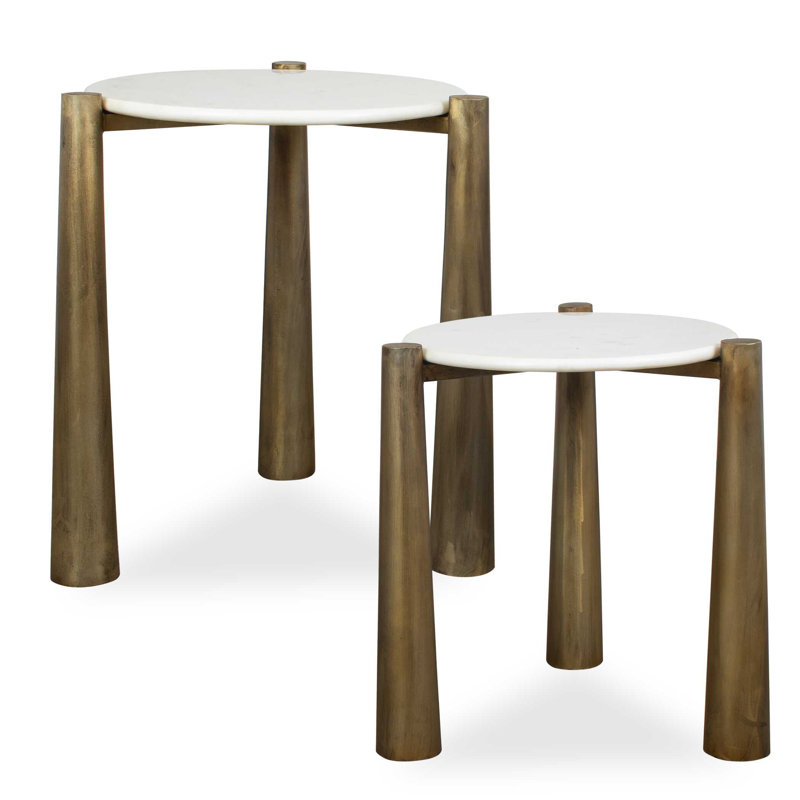 Uttermost Claridge White Marble Nesting Tables Set/2