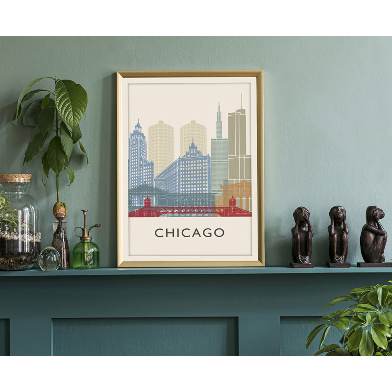 Illustration de Chicago, villes américaines, impression sans cadre, affiche murale de l'Illinois, L 20 po x H 30 po