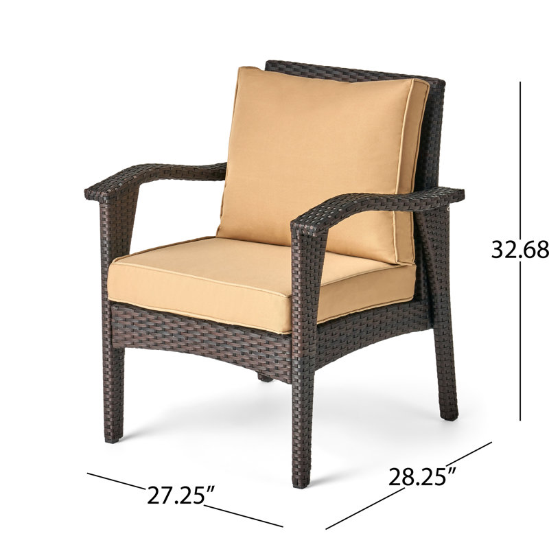 Chaise de patio extérieure imperméable 4Pc Pe - Brun + brun clair, fer, imperméable