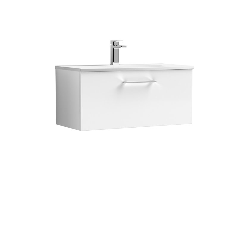 Arno 810mm Single Bathroom Vanity with Integrated Vitreous China Basin, Gloss White
