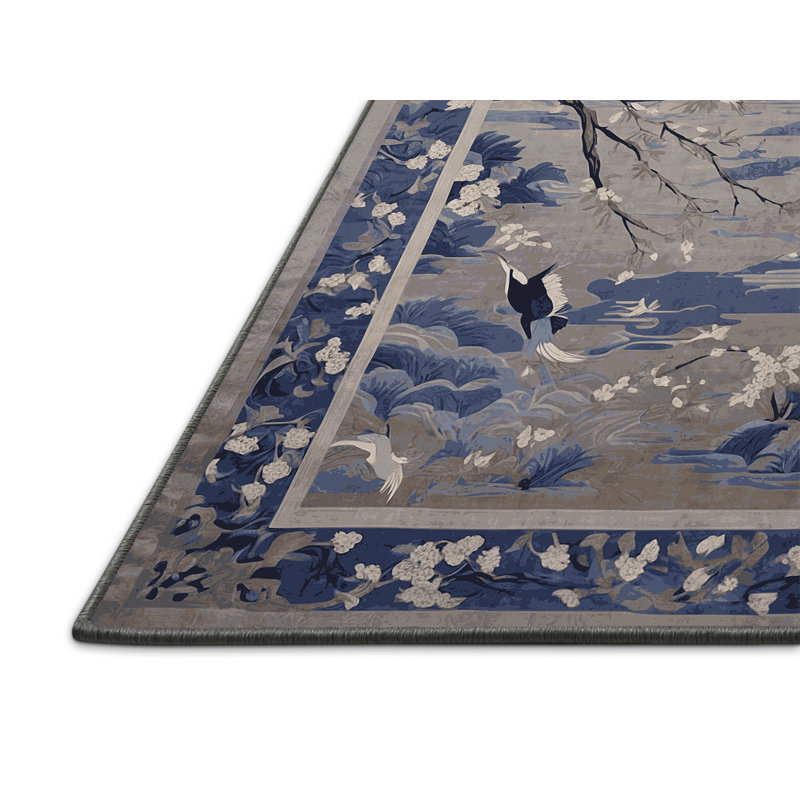 Tapis gris soyeux et moelleux, Rectangle 5 pi x 7 pi