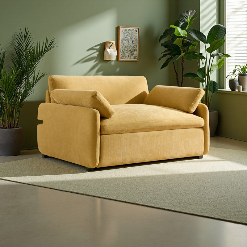 Fauteuil surdimensionné en chenille simple, fauteuil d'appoint large et profond, fauteuil rembourré moderne et confortable