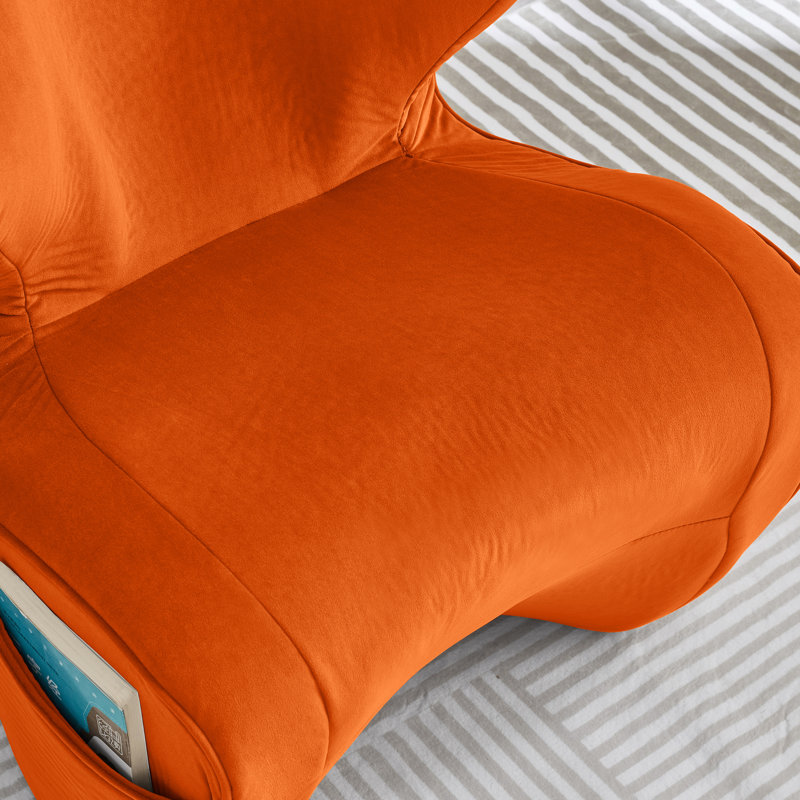Chaise ergonomique avec support lombaire, structure en mousse et fauteuil rembourré en velours doux (orange), Velours orange