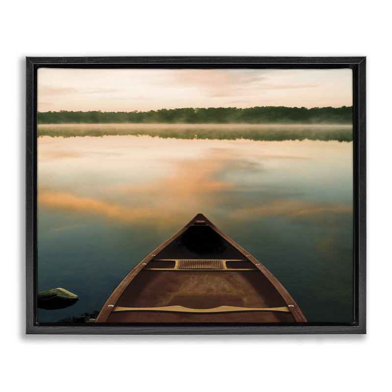Canoe on Lake Warm Sunrise, toile encadrée flottante noire par Danita Delimont, H 21 po x l 17 po