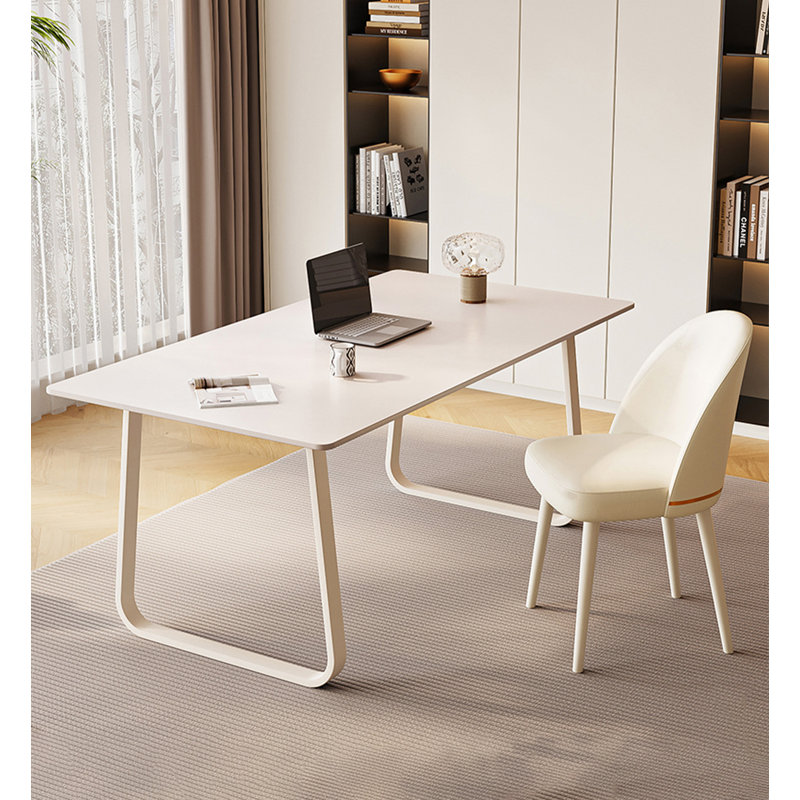 Bureau de luxe moderne avec plateau en pierre frittée, 29.53" H x 62.99" W x 31.5" D