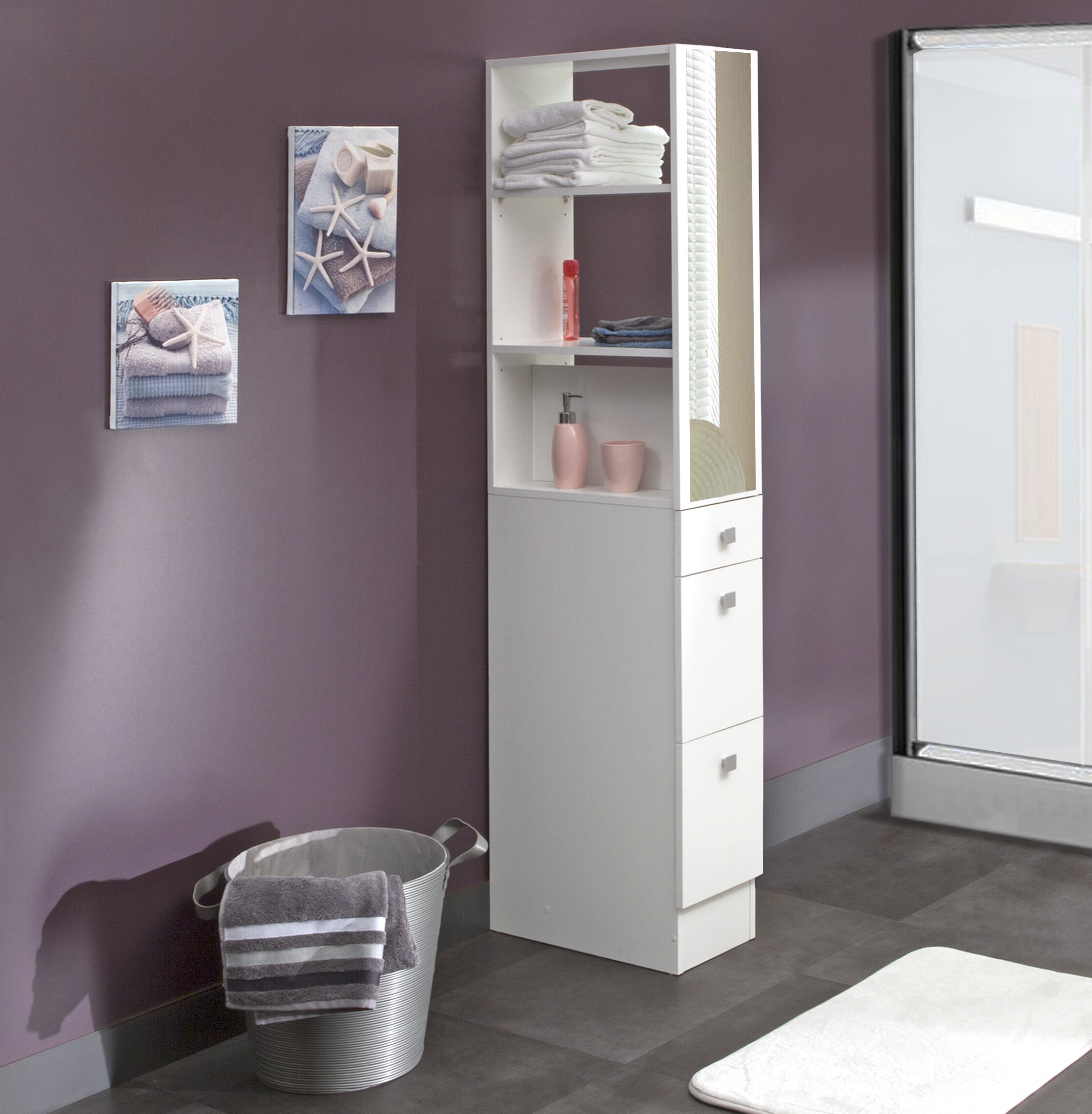 Lall 6.45 W x 22.83 H x 19.69 D Free-Standing Bathroom Cabinet Latitude Run Finish: White