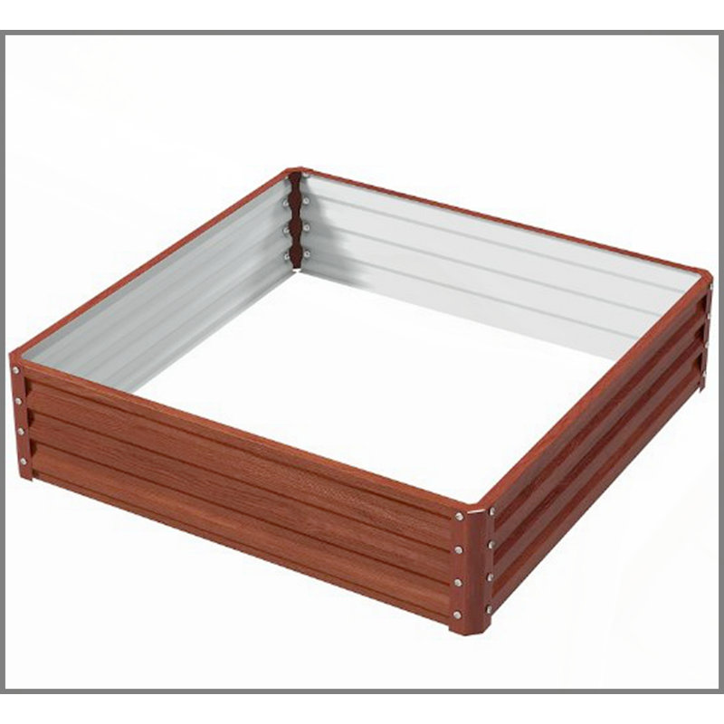 Galvanized Metal Planter Box, Raised Garden Bed for Growing Vegetables, Flowers, Herbs, and Succulents, 1, Brown