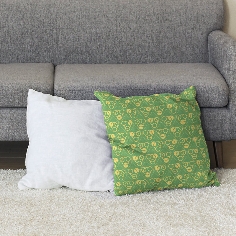 Coussin Classic, 40 po x 40 po, Vert/jaune, Bourre en polyester