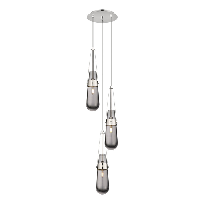 Spiro 3 - Light Cluster Pendant, Light Smoke, Polished Nickel