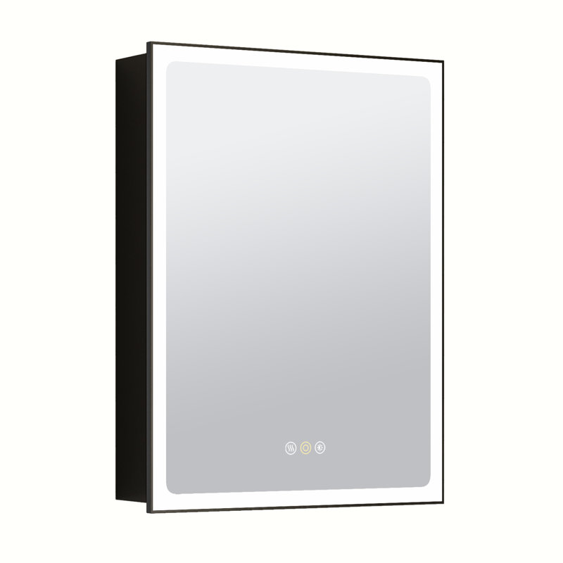 Maximes Recessed/Surface Mount Medicine Cabinet with Mirror, Defogger, Dimmer, Outlets & USBs and Interior Light, Matte Black