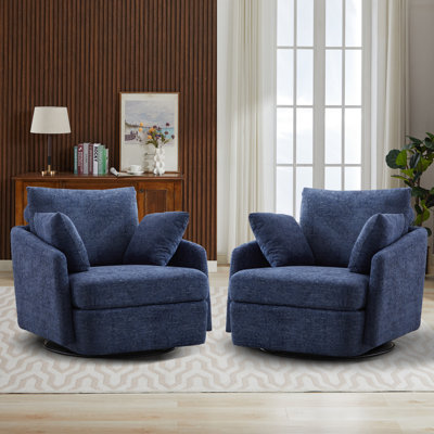 Upholstered Swivel Chair With 2 Side Pillows (set Of 2)