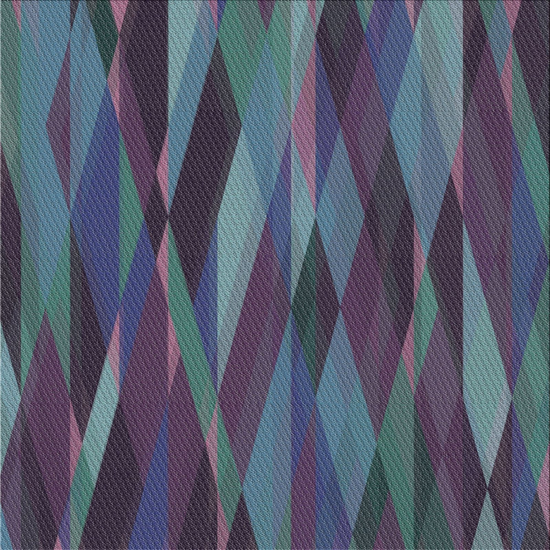 Tapis vert/bleu à motifs, Carré 7 pi