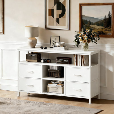 Tv Stand For Tvs Up To 48'' With Led Lights, Charging Station & Spacious Storage