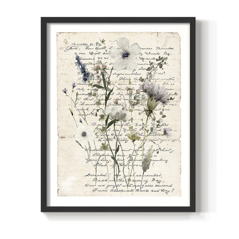 «Flea Market Botanical II», reproduction encadrée - bois massif, Noir, noir, noir, noir, H 30 po x l 24 po