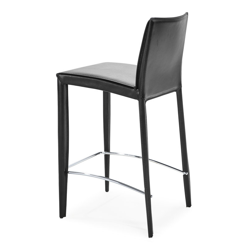 Aive Upholstered Counter Stool with Steel Frame, Black