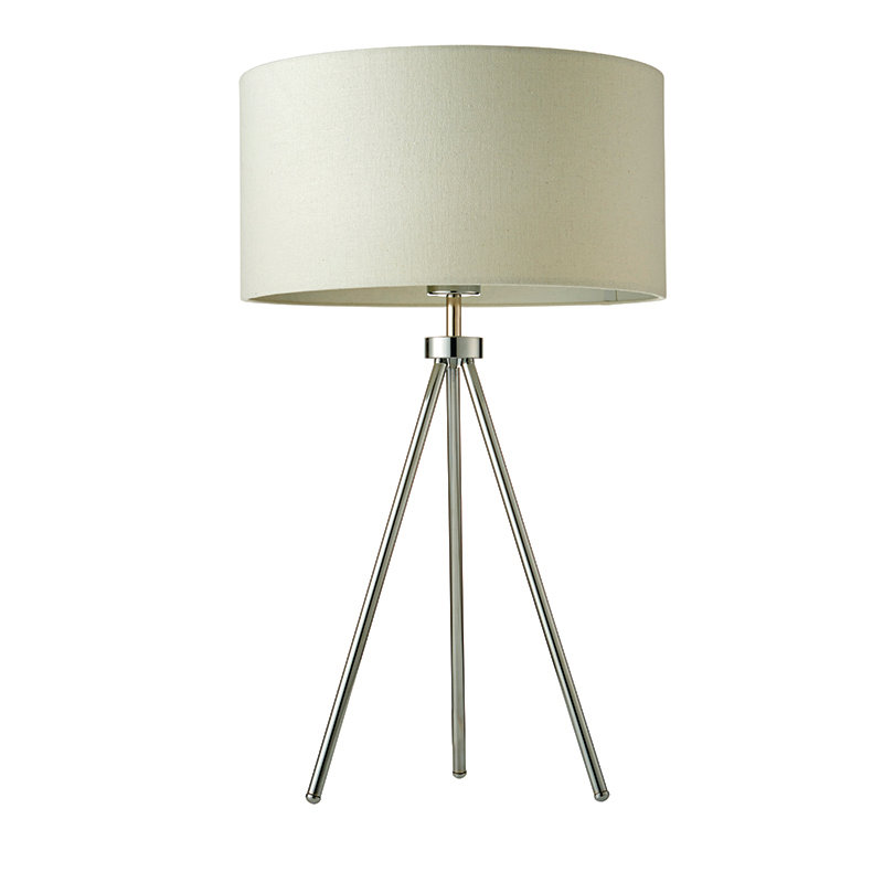 Madeline Metal Tripod Lamp, Chrome/Ivory