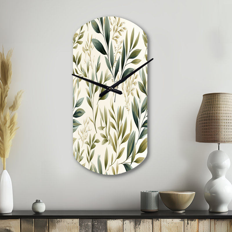 Horloge murale en métal Tranquil Leaves - Plantes cylindriques, Grand